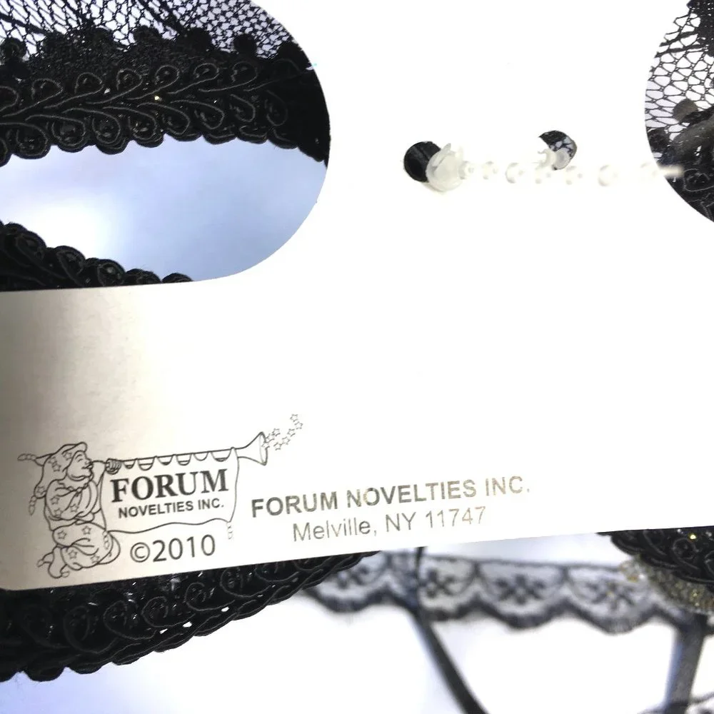 Halloween Venetian Masquerade Blk Lace Mask NWT NOS